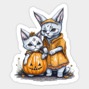 Kittens celebrating Halloween Sticker